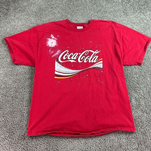 Coca-Cola Other - Coca Cola Shirt Mens Extra Large Red White Short Sleeve Soda FLAW